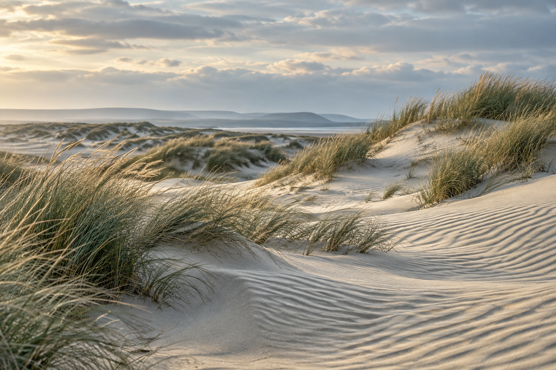 Coastal dunes with rippled sand and marram grass